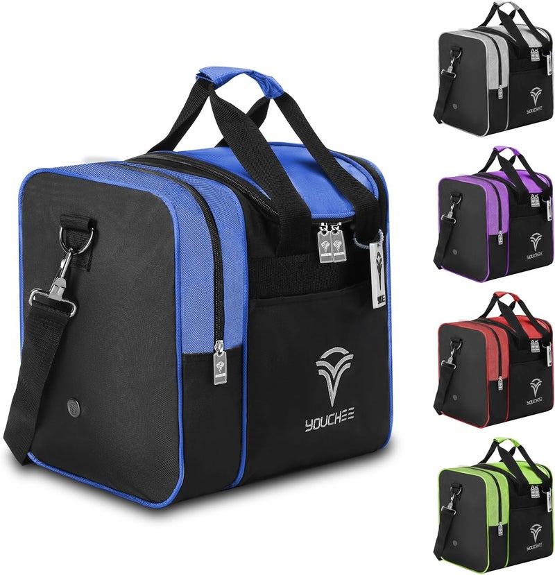 Yoochee Single Ball Bowling Tote Bag with Padded Ball Holder, Fits Bowling Shoes Up to Men’s Size 14, Durable Full-Size Bowling Bag with Accessory Pockets for Practice & League Play - Image 1
